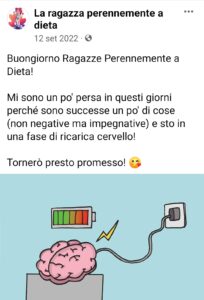 Post facebook la ragazza perennemente a dieta